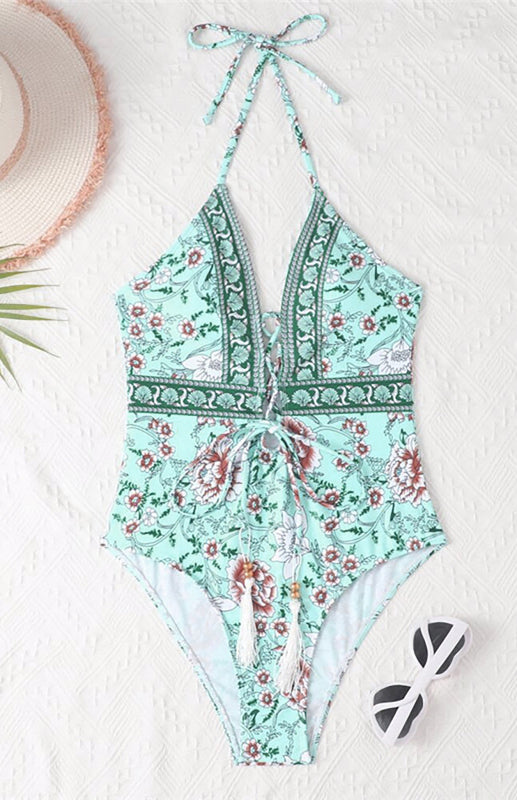 Women's Cut-Out Print One Piece Swimsuit