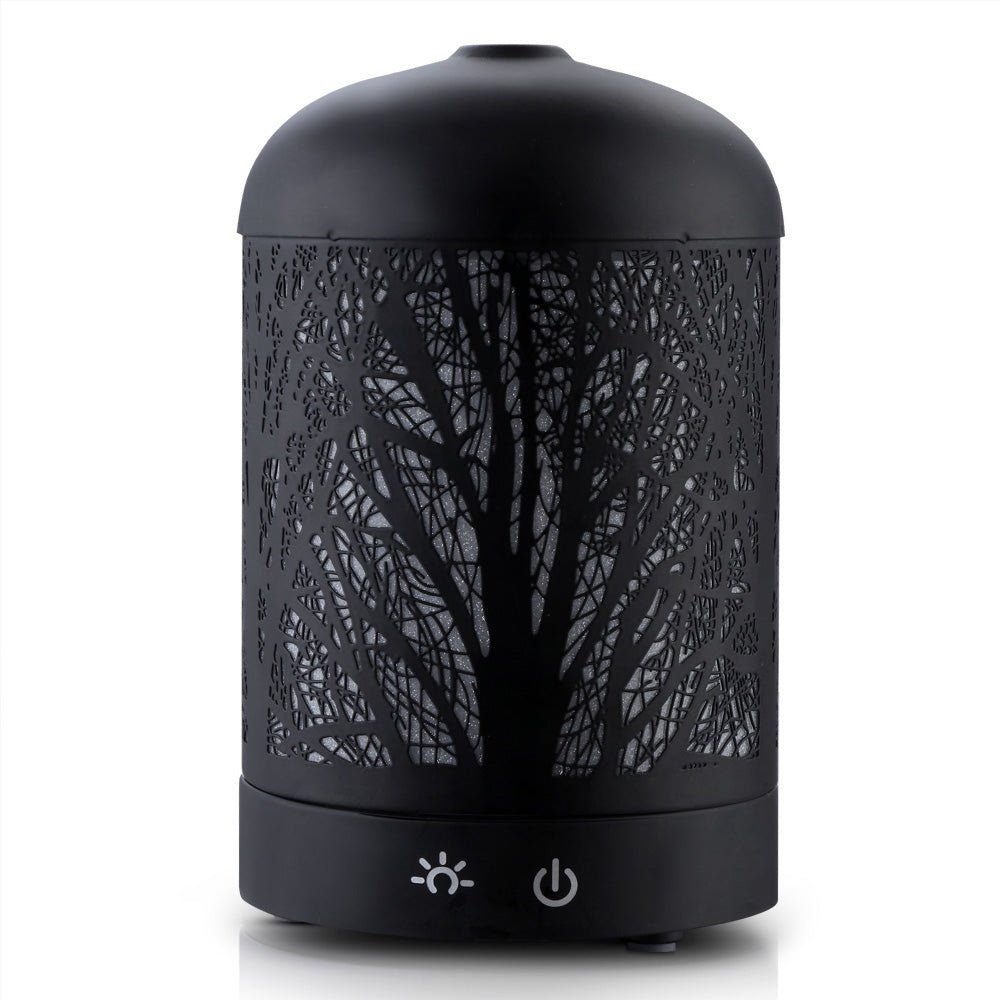 DEVANTI Aroma Diffuser Aromatherapy LED Night Light Iron Air Humidifier Black Forrest Pattern 160ml