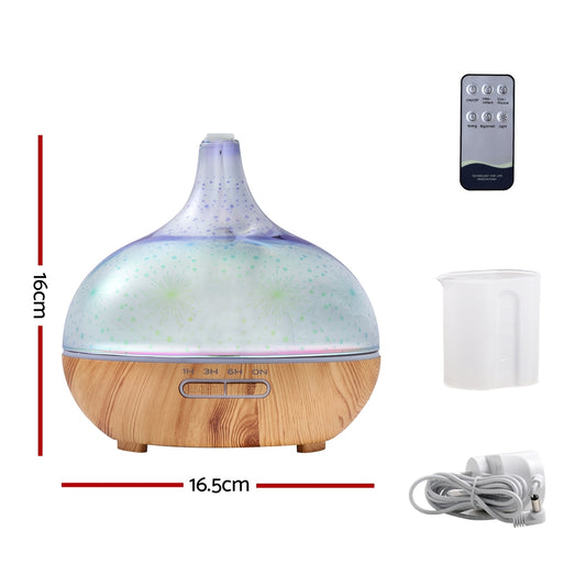 DEVANTI Aroma Aromatherapy Diffuser 3D LED Night Light Firework Air Humidifier Purifier 400ml Remote Control