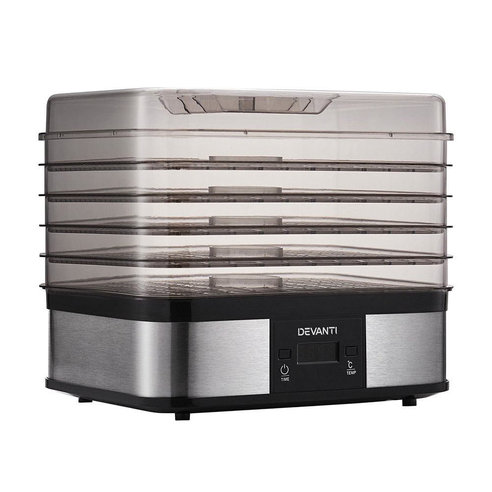 Devanti Food Dehydrator with 5 Trays - Silver