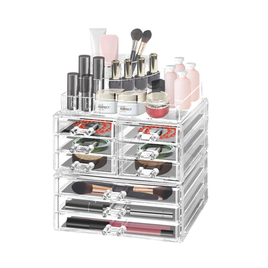 9 Drawer Clear Acrylic Cosmetic Makeup Organizer Jewellery Storage Box