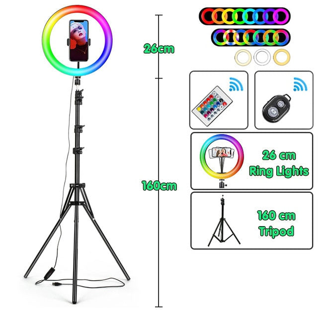 10 Inch RGB LED Ring Light Variety & Accessories