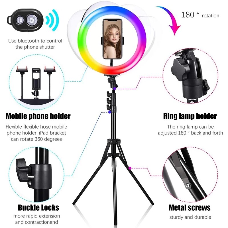 10 Inch RGB LED Ring Light Variety & Accessories