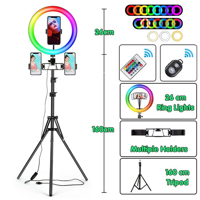 10 Inch RGB LED Ring Light Variety & Accessories