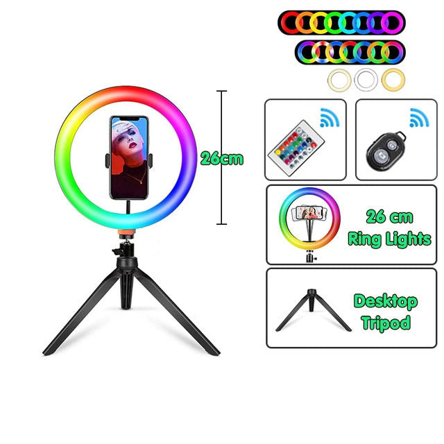 10 Inch RGB LED Ring Light Variety & Accessories