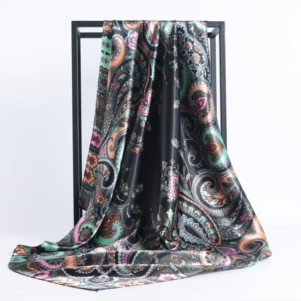 Paisley Style Silk Like Multipurpose  Scarf