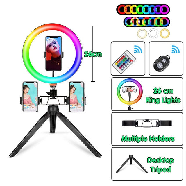 10 Inch RGB LED Ring Light Variety & Accessories