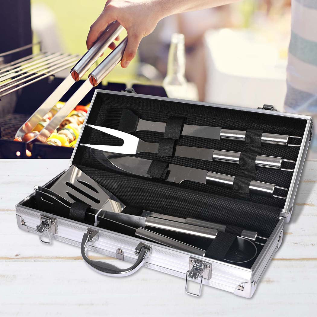 Moyasu Stainless Steel 5Pcs BBQ  Set With Aluminium Case