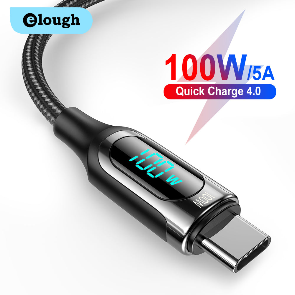 Elough LED 100W USB C To USB Quick Charge 4.0 Cable